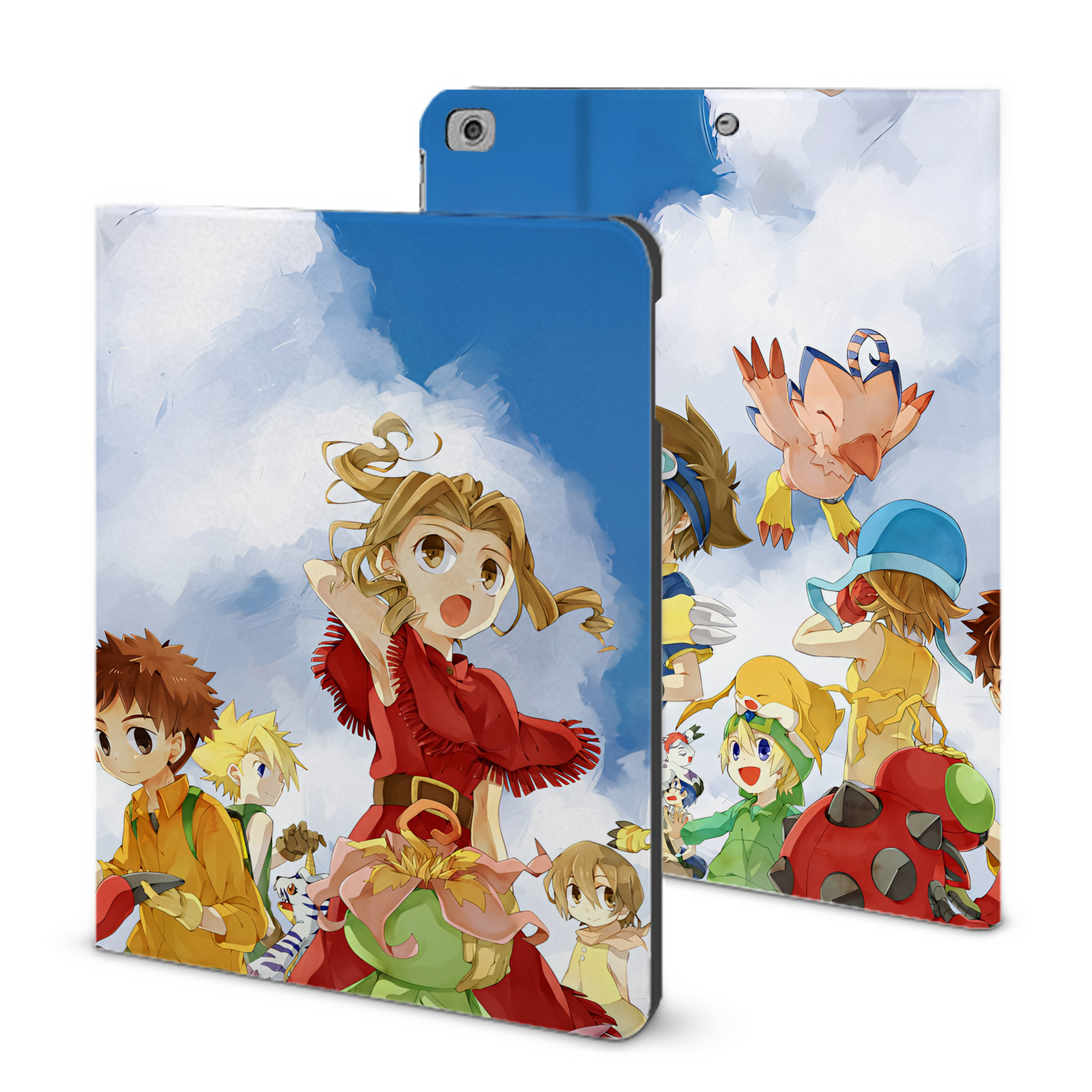 （画像用） Digimon デジタルモンスター/デジモン IPad ケース ブック型 PUレザー TPU 耐衝撃 軽量 薄型 ペン収納なし 全面保護 IPad 各モデル対応